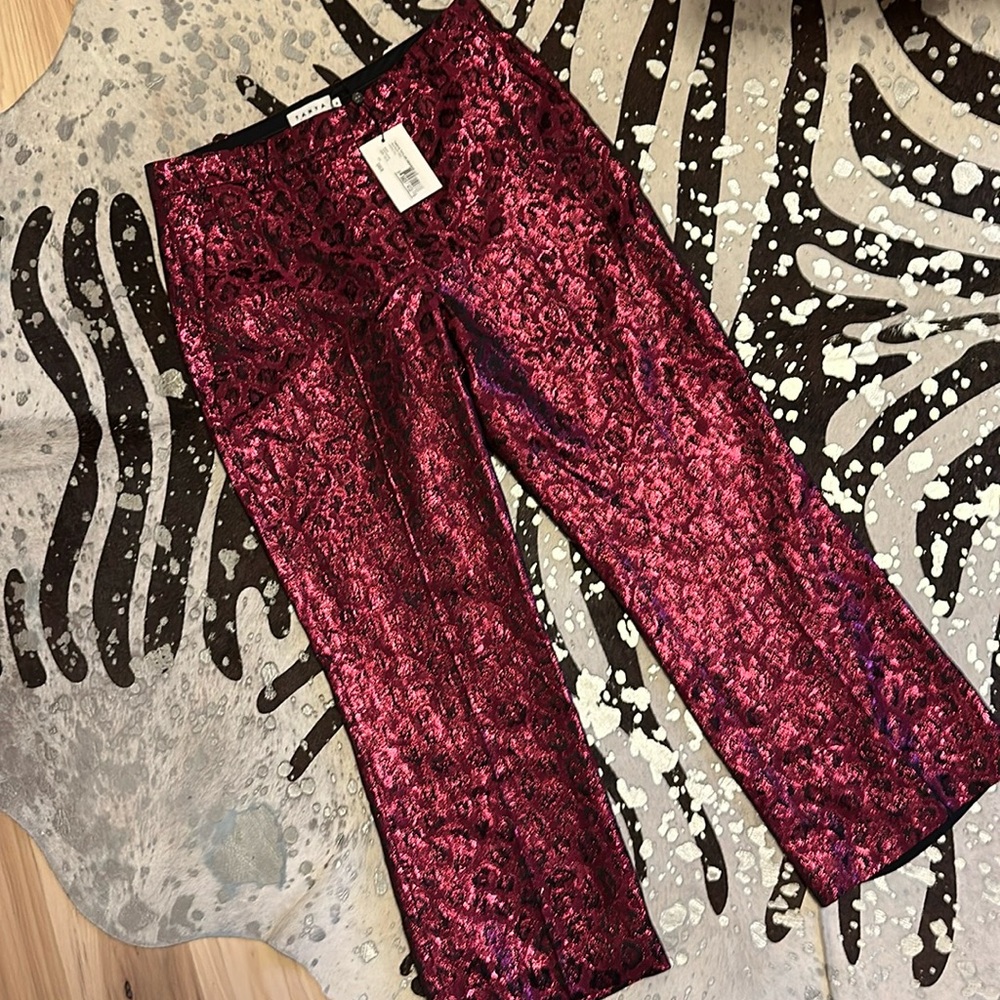 Tanya Taylor shiny Madden pants NWT retail $425